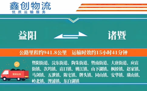 益阳到诸暨物流公司