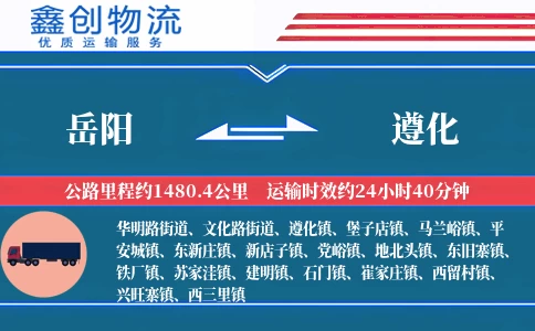 岳阳到遵化物流公司