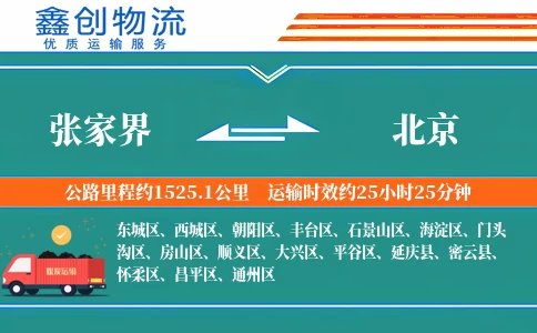 张家界到北京物流公司