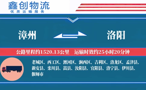 漳州到洛阳物流公司