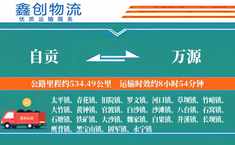自贡到万源物流公司