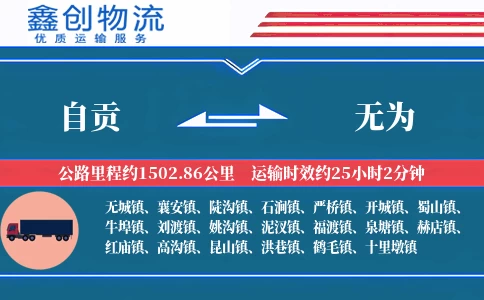 自贡到无为物流公司